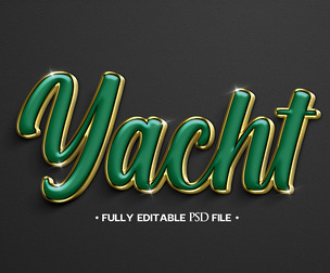 Yacht PSD Fully Editable Text Effect. Layer Style PSD Mockup Template