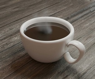 Ceramic Coffee Cup with Hot Coffee and Steam Animation