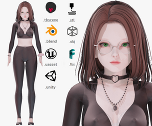 Casual clothes 0026 - Rig - Unreal - Unity - Blender - Animated - Realistic Female Character