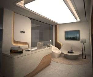 Modern Reception Desk Office Interior 3D Model