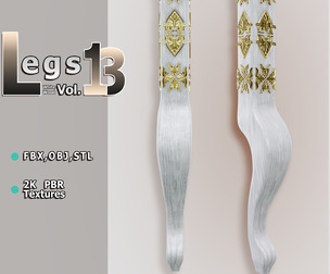 Light‑Wood Curved Furniture Leg (Vol.13) — Pelia Studio Triple‑Floral Gold PBR Model