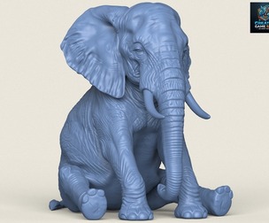 Elephant Sitting Sculpture