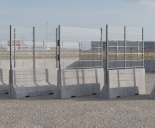 Concrete Barrier 130 x 300 with Type B Fence Curved