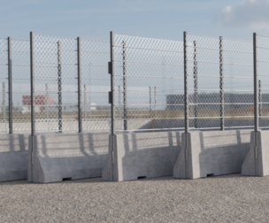 Concrete Barrier 110 x 300 with Type B Fence Curved