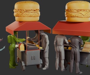 Hamburguer Street Cart Diorama Pack