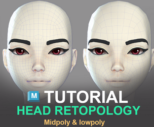 Head Retopology for Games. Low&Mid poly