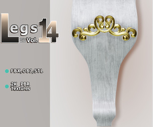 Light‑Wood Architectural Corbel (Vol.14) — Pelia Studio Gold Scroll‑Floral PBR Model