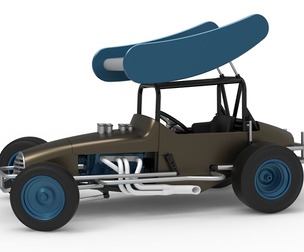 Vintage Winged Supermodified for Dirt while turning V2 Scale 1:25