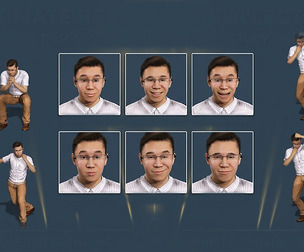 Modern Young Male Scholar - Fully Rigged 3D Character (FBX, Blender)