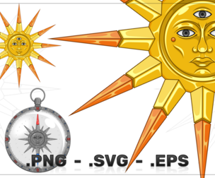 Metallic may sun with three eyes icon