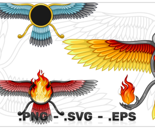 Winged Solar Disk Color Fire