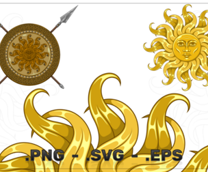 Greek Shield with Sun and Spears