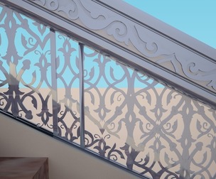Ornamental Decorative Staircase Railing Classic Arabesque Metal Balustrade 3D Model