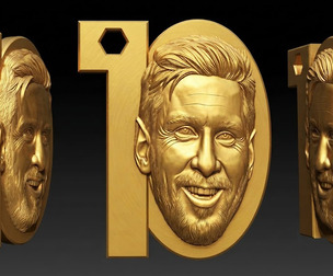 Football Legend Portrait 3D Model - Jewelry Pendant and CNC Relief STL OBJ ZTL
