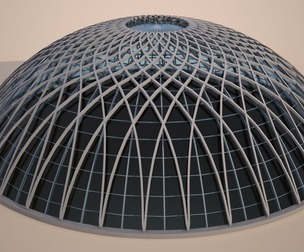 Dome Skylight with Geometric Metal Frame Architectural Glass Roof 3D Model