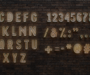 Neon Letters Digits Symbols Signage Pack