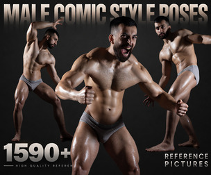 Male Comic Style Poses – 1590+ Dynamic 360° Reference Pictures for Artists