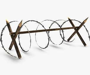 Low poly barbed wire barricade
