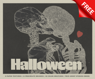 Free Sample - The Halloween (2026) Procreate Kit (Procreate Brushes, Paper Textures and Ebook)