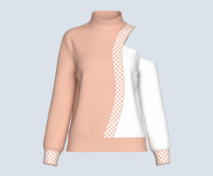 Girls Checkered Printed Cold-Shoulder Sweatshirt | Marvelous / Clo3d / obj / fbx
