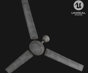 Heavy Housing 3B Ceiling Fan - 6 Texture Variants Game Ready Low-poly 3D model