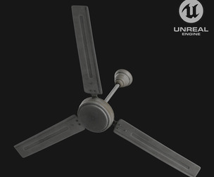 Aerospin classic 3B Ceiling Fan - 6 Texture Variants Game Ready Low-poly 3D model