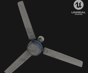 AeroSpin Vintage 3B Ceiling Fan - 6 Texture Variants Game Ready Low-poly 3D model