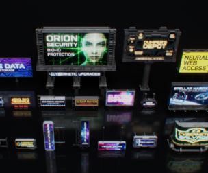 Cyberpunk Neon Billboards Signage Pack Vol. 2
