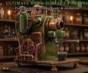 Steampunk Espresso Machine – AAA Game Ready Asset / 3DModel + Full Tutorial