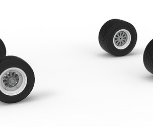 Wheel Set of Vintage Dirt Modified stock car Scale 1:25