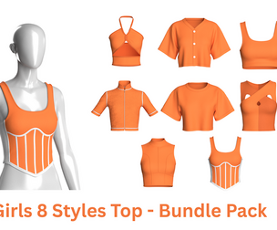 Girls 8 Styles Top - Bundle Pack | Marvelous / Clo3d / obj / fbx