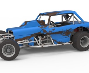 Vintage Dirt Modified stock car V10 while turning Scale 1:25