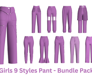 Girls 9 Styles Pant - Bundle Pack | Marvelous / Clo3d / obj / fbx