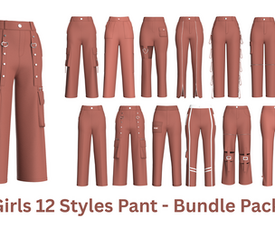 Girls 12 Styles Pant - Bundle Pack | Marvelous / Clo3d / obj / fbx
