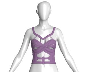 Girls Crop Top With Mesh Cutouts | Marvelous / Clo3d / obj / fbx