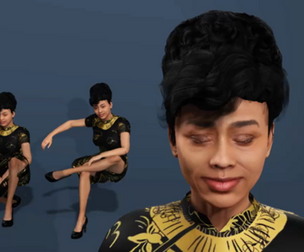 Asian Female Character in Traditional Dress  Rigged 3D Model with Facial Blendshapes