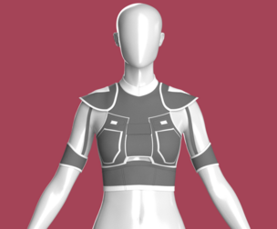 Girls Crop Top With White Piping Trim | Marvelous / Clo3d / obj / fbx