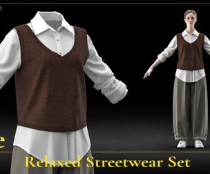 Relaxed Streetwear Set-Free (Marvelous designer/ Clo3d)