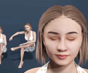 Rigged Young Female Character in Summer Dress with Facial Blendshapes