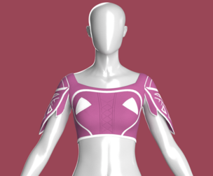 Girls Crop Top With White Panel | Marvelous / Clo3d / obj / fbx