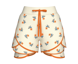 Girls Floral Printed Petal Layered Shorts | Marvelous / Clo3d / obj / fbx