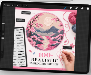 Realistic Embroidery & Stitch Brushes for Procreate – Fabric Textures, Pattern Stamps and Tutorial