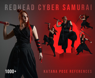 1000+ Redhead Cyber Samurai Girl - Katana Pose References