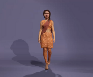 Rigged Young Indian Female Character in Traditional Outfit with Blendshapes