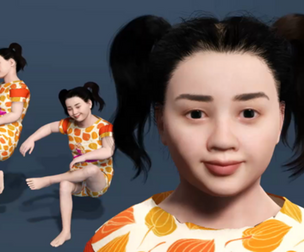 Cute Little Girl 3D Model  Fully Rigged  Facial Blendshapes