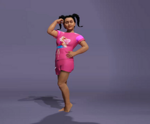 Rigged Indian Little Girl Character in Pink T  Shirt with Blendshapes