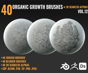 40 ORGANIC GROWTH BRUSHES + 2K SEAMLESS ALPHAS - VOL 12