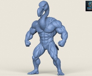 Flamingo Bird Bodybuilder Character
