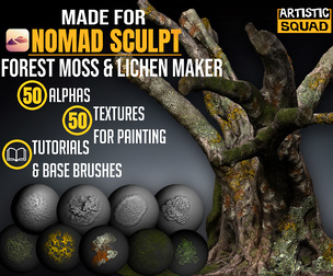 Tree Maker for Nomad Sculpt 62 alphas 8 basemeshes tutorials and base brushes