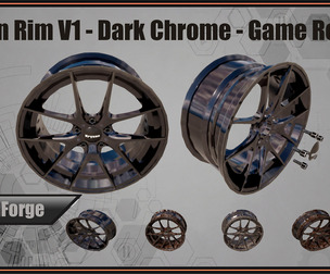 Kryxen Rim V1 - Dark Chrome - Game Ready (UE5 & Unity)